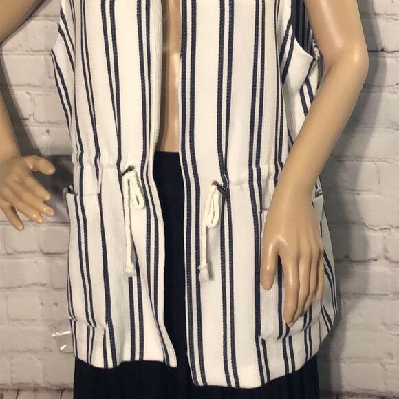 Chico’s Long Striped Drawstring Summery Vest M - Picture 3 of 10